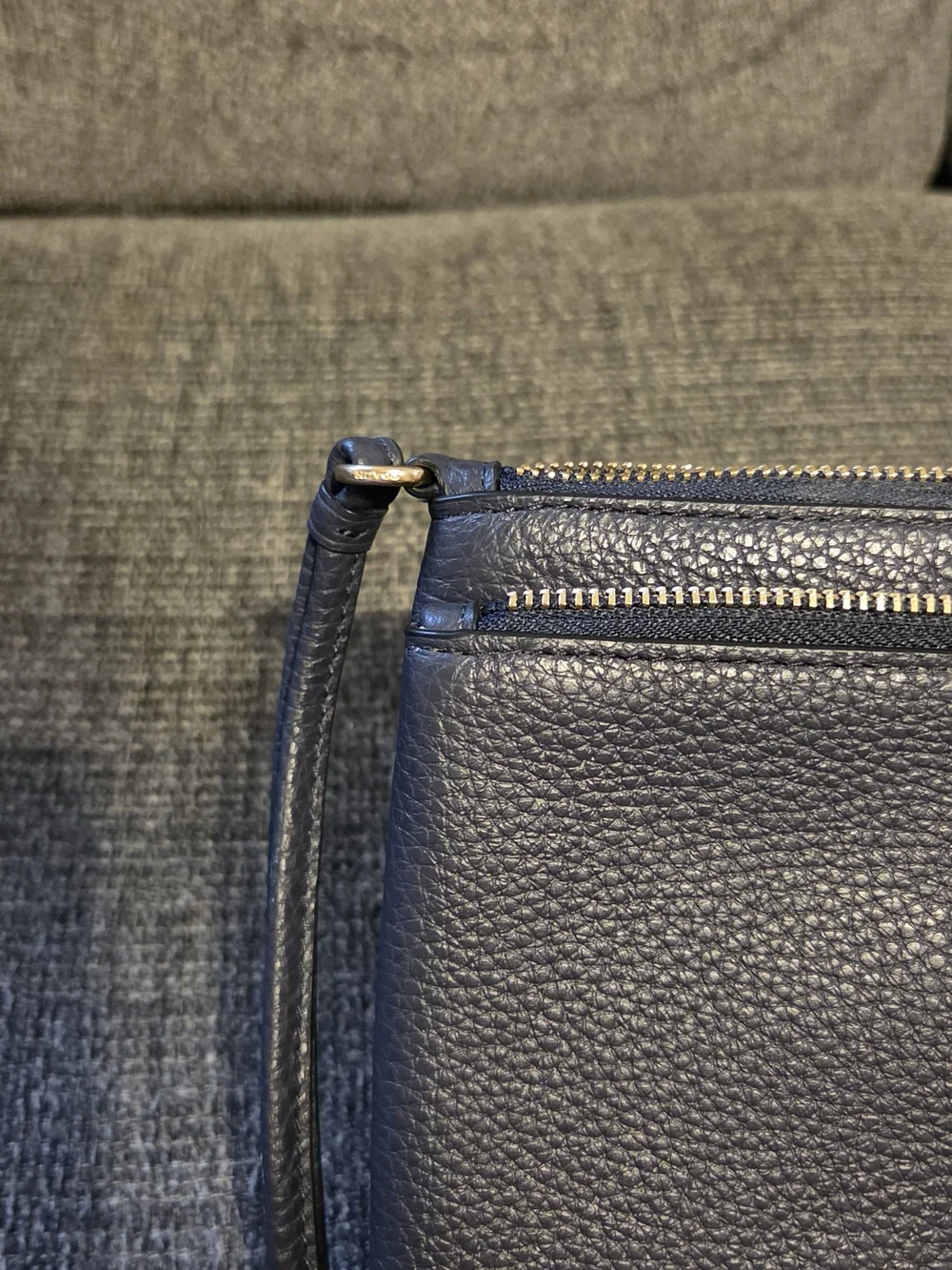 Coach Black Pebbled Leather Wristlet with Gold Hardware